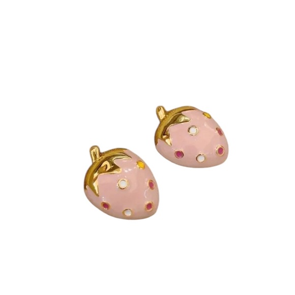 Pink Strawberry Stud Earrings - Picture 1 of 3